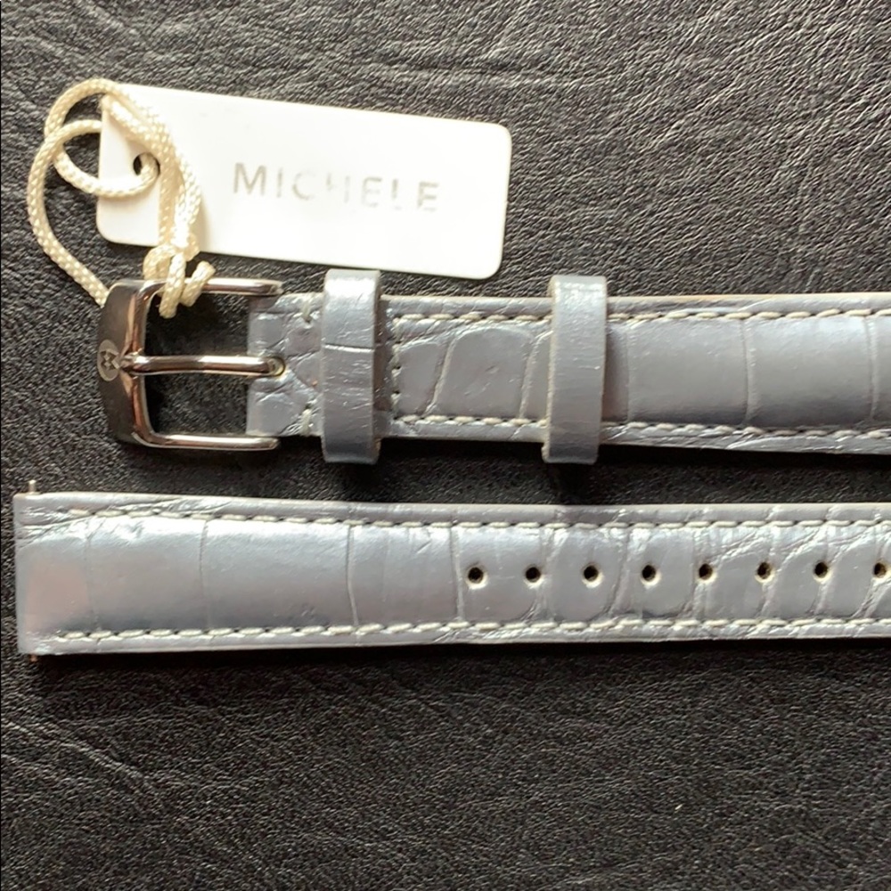 NWT Michele 16 Alligator Silver Gray Watch Band